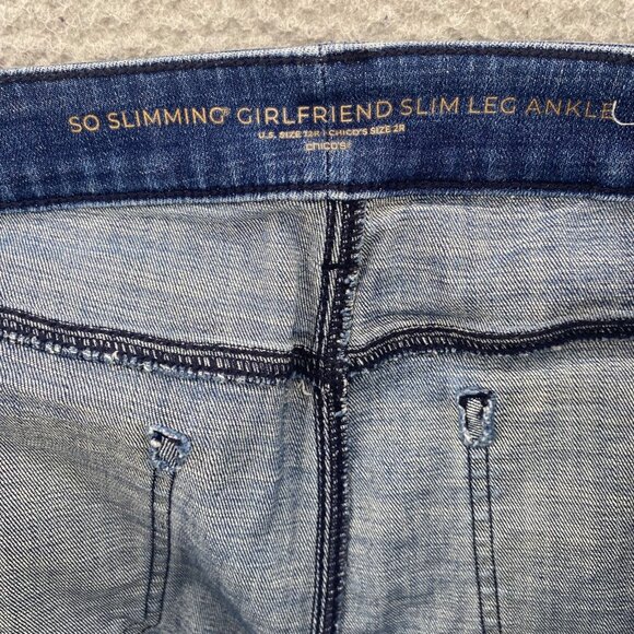 Chicos Jeans Womens 2 US 12 Blue So Slimming Girlfriend Ankle Medium Wash Denim - Picture 5 of 11